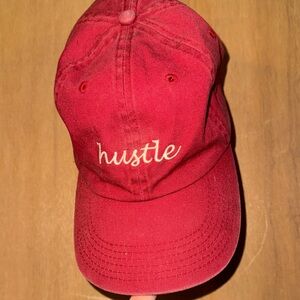 Carbon Elements Embroidered “hustle” Cotton Red Cap Hat Women